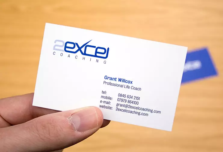 Front business card design for 2Excel Coaching