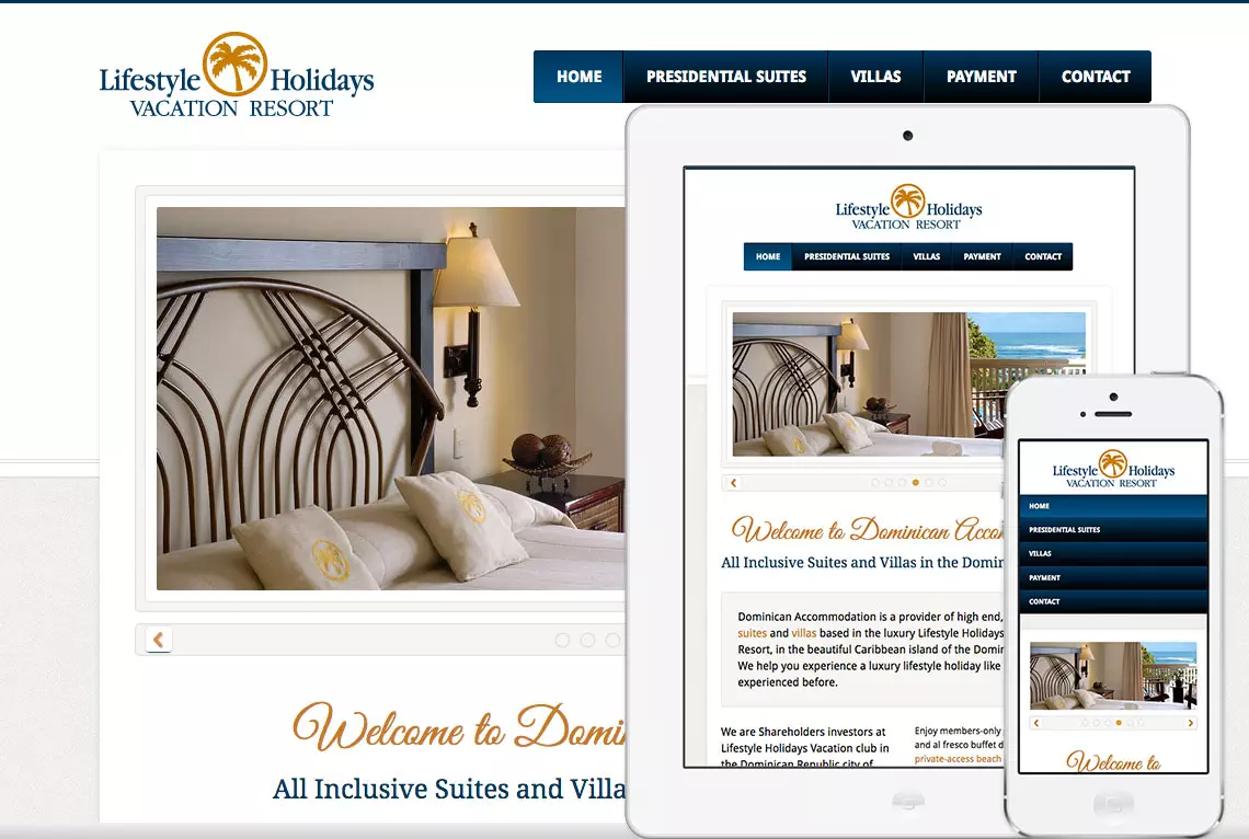Custom WordPress theme and responsive web design - Dominican Accommodation
