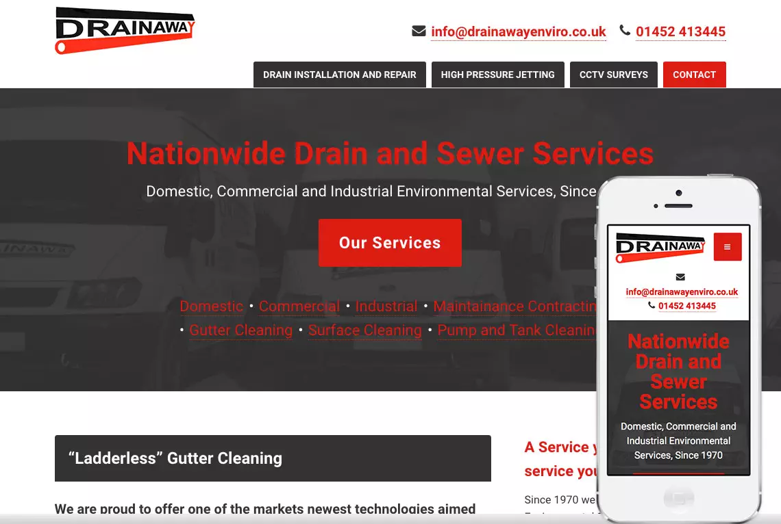 Bespoke WordPress web design for Drainaway