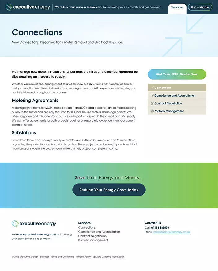 Executive Energy web design services page
