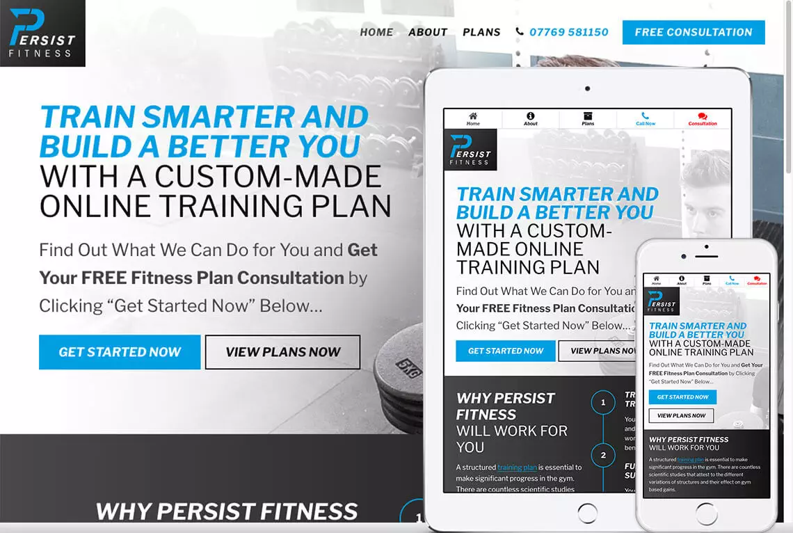 Persist Fitness responsive web designs