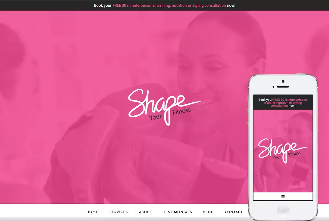 Mobile WordPress web design for Shape Your Fitness