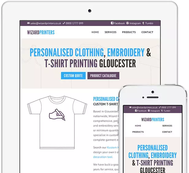Wizard Printers mobile-friendly bespoke WordPress web design